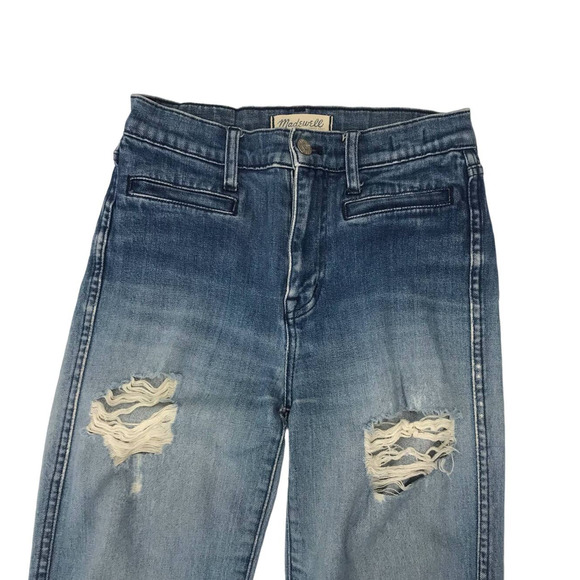 Madewell Light Wash Distressed Flea Market Flare Jeans Size 25 - Picture 2 of 11